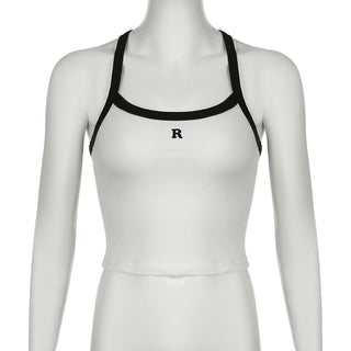 U neck "R" embroidery cami top