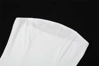 Ruffle mesh stitch self tie solid backless tube top
