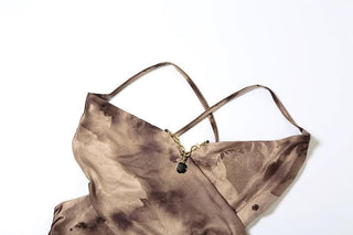 Tie dye metal chain cross front knotted cami top