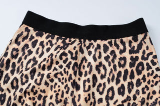 Leopard print u neck high rise pant set