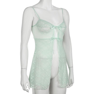 Lace mesh patchwork knotted solid cami top