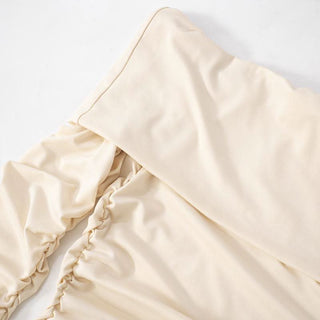 Long sleeve off shoulder ruched knotted mini dress