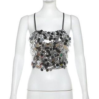 Glitter cross back self tie cami top