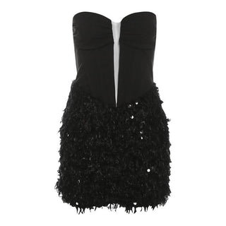 Sweetheart neck glitter mini dress