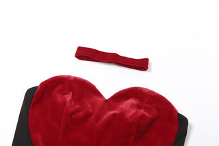 Velvet sweetheart neck button backless tube top