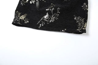 Halter print backless beaded button mini dress