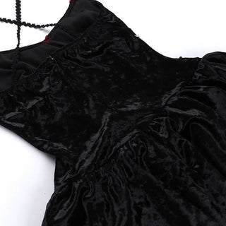 V neck beaded velvet cami mini dress