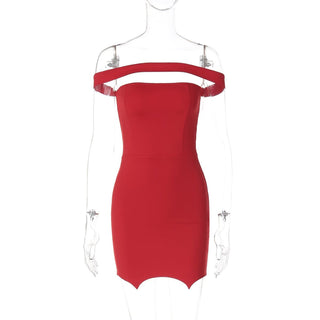 Off shoulder backless solid mini dress