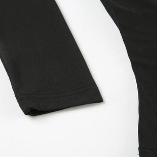 Long sleeve lace hem bowknot round neck top