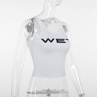 Sleeveless u neck â€œwetâ€ print tank top