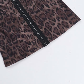 V neck leopard print ruffle backless cami top