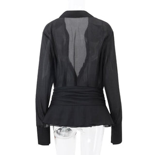 Button turnover collar long sleeve solid mini skirt set