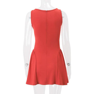 Square neck flower applique cami mini dress