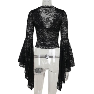 Long sleeve v neck lace top