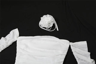 Off shoulder ruched long sleeve solid mini dress