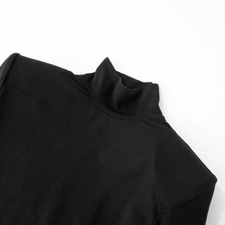 High neck long sleeve padded fluffy mini dress