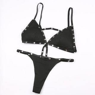 Beaded backless self tie cami pant set