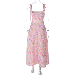Bustier flower print cami midi dress