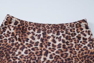 Long sleeve leopard print button pant set