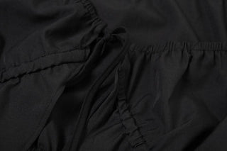 Long puff sleeve self tie crop top