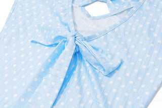 Sleeveless polka dot bowknot hollow out pant set