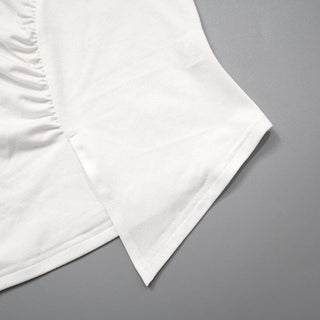One shoulder ruched irregular solid backless top