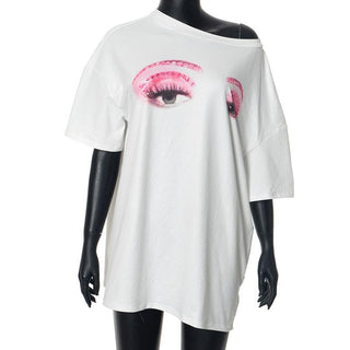 Short sleeve eyes print top