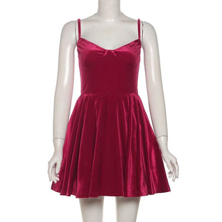 V neck velvet mesh cami mini dress