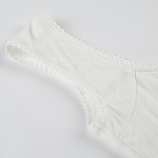 Cap sleeve ribbed bowknot textured lace hem top