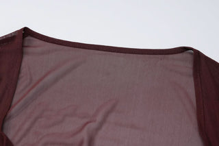 Sweetheart neck long sleeve mesh crop top