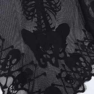 Human skeleton ruffle net shrug top