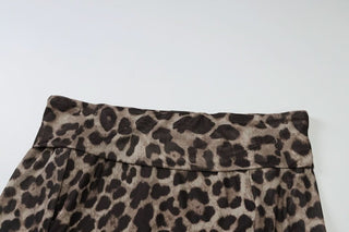 Long sleeve off shoulder leopard print ruffle top