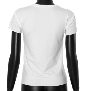 Hollow out crewneck short sleeve self tie print cut out top