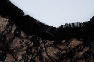 Lace ruffle ruched hollow out cami cut out mini dress