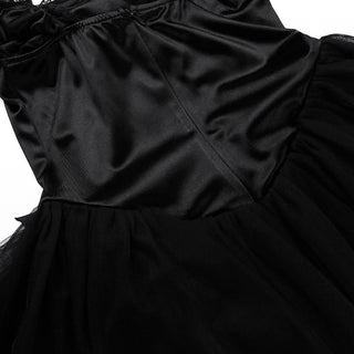 Off shoulder mesh flower applique mini dress