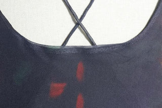 Mesh print u neck cross back cami maxi dress