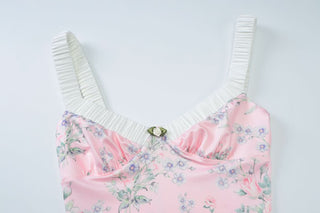 V neck flower print cami maxi dress