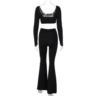 Leopard print u neck high rise pant set