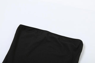 Ruched backless contrast sleeveless tube mini dress