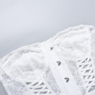 Lace up bustier button tube top