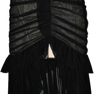 Sweetheart neck ruched ruffle tube midi dress