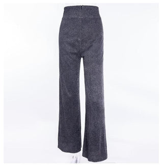 Textured zip-up high rise wide leg pant