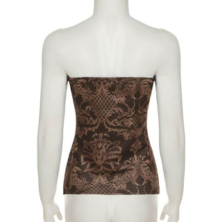 Print contrast backless tube top