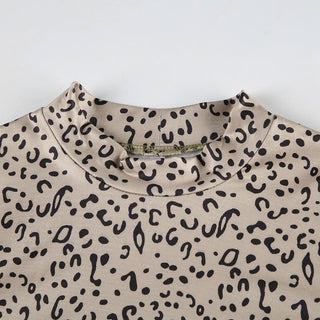 Leopard print long sleeve high neck bodysuit