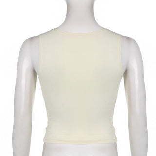 V neck sleeveless lace hem top