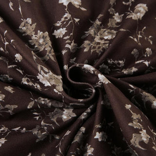 Short shoulder flower print ruffle top