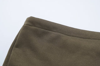 Long sleeve off shoulder self tie ruffle crop mini skirt set