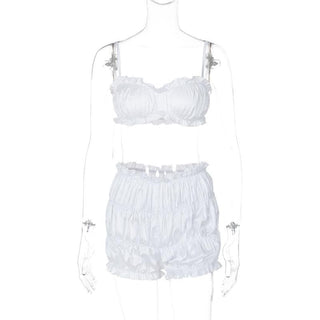 Smocked ruched solid cami pant set