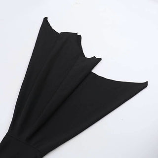 Ruched long flared sleeve v neck solid mini dress