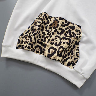 Hoodie long sleeve leopard print pocket top